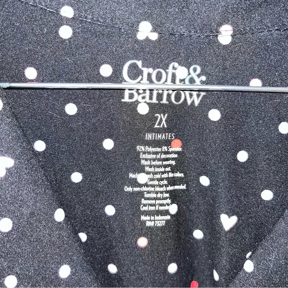 New Women's Croft & Barrow Plus Size 2X Button Front Short Sleeve Pajama PJ top - Picture 2 of 4